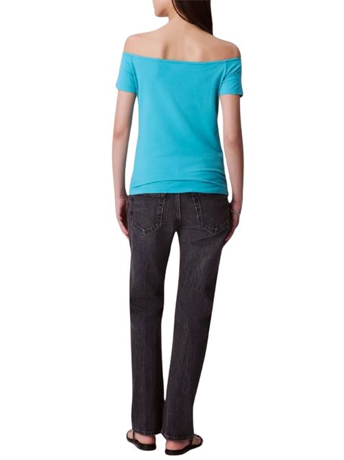 T-shirt in cotone off-shoulder Calvin Klein Jeans | LV047C203GXEG